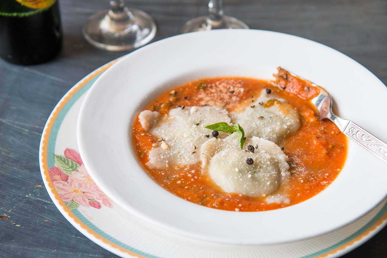 Basil Ricotta Girasoli with Creamy Tomato Sauce